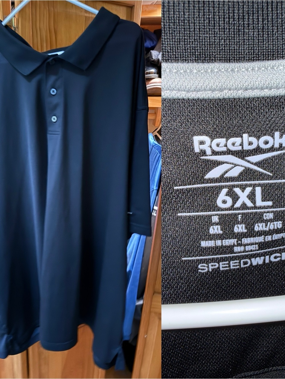 Reebok Men’s Black Polo Shirt with Button Placket